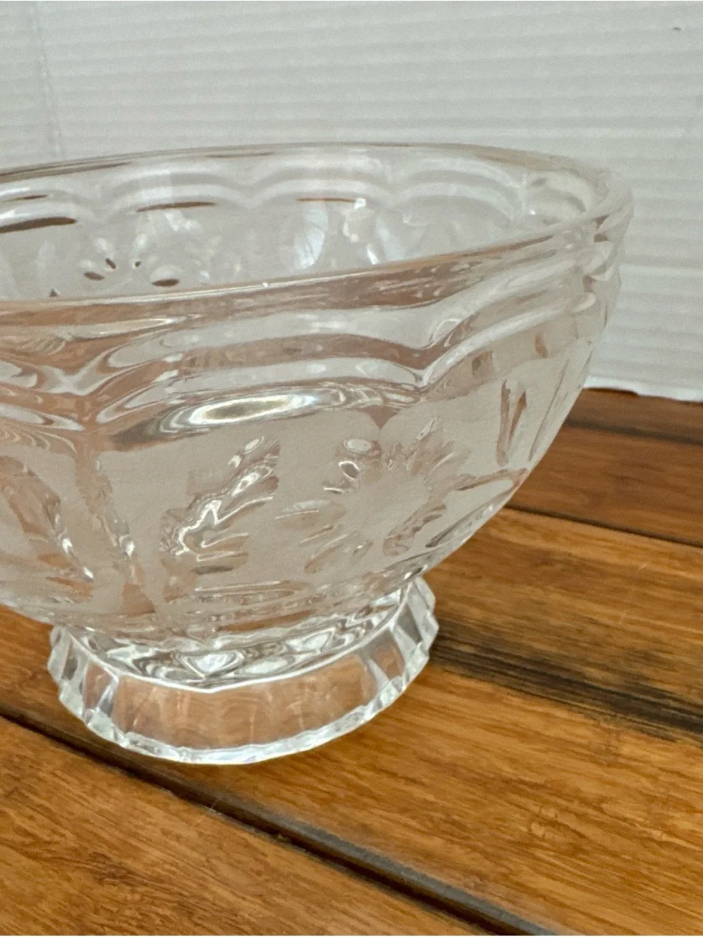 Heavy Vintage Lead Crystal Kristal Zajecar Yugoslavia Floral Frosted Footed Bowl